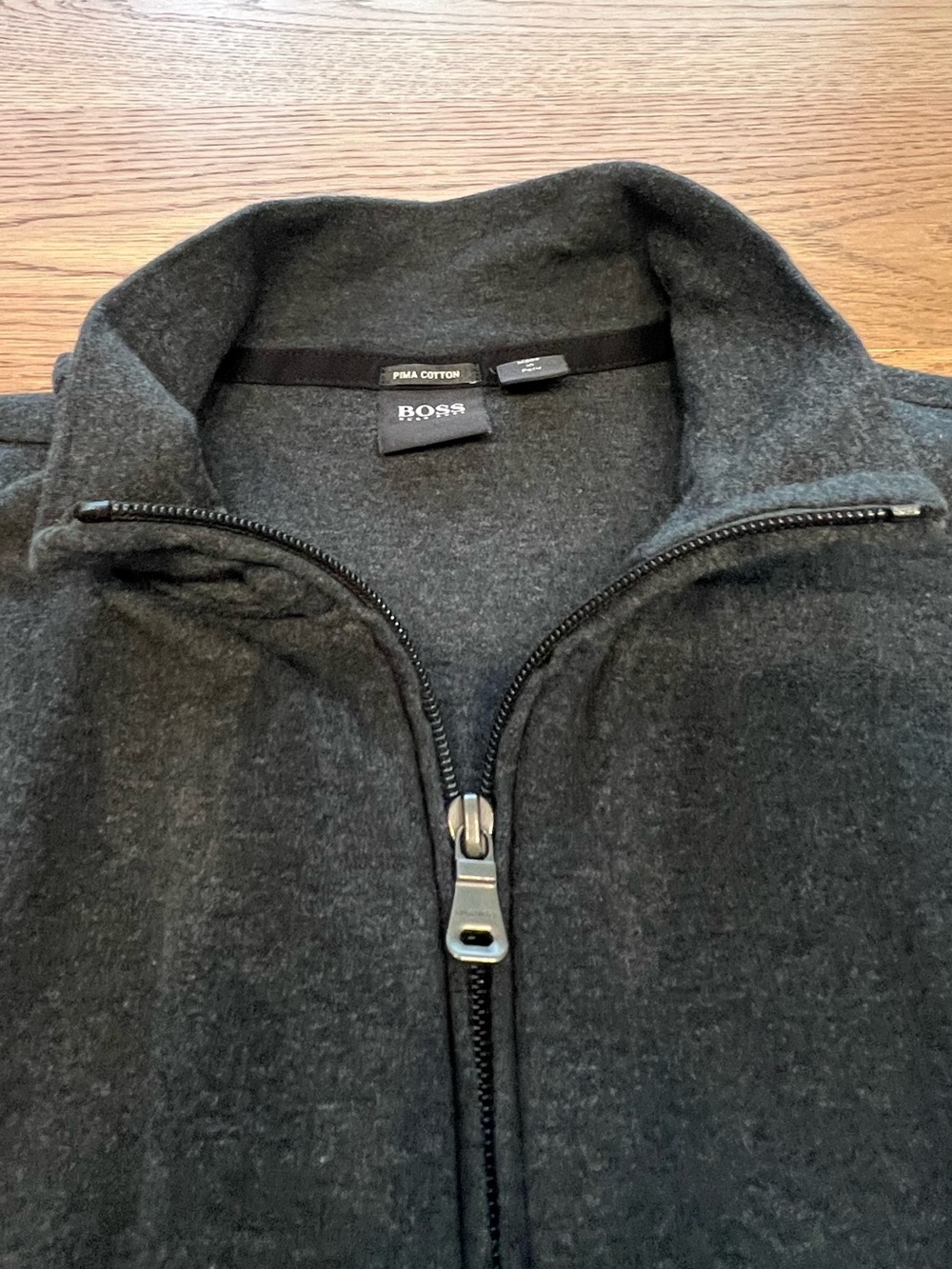 Hugo Boss | Full-Zip Pullover Sweater | Pima Cotton | Charcoal Peru